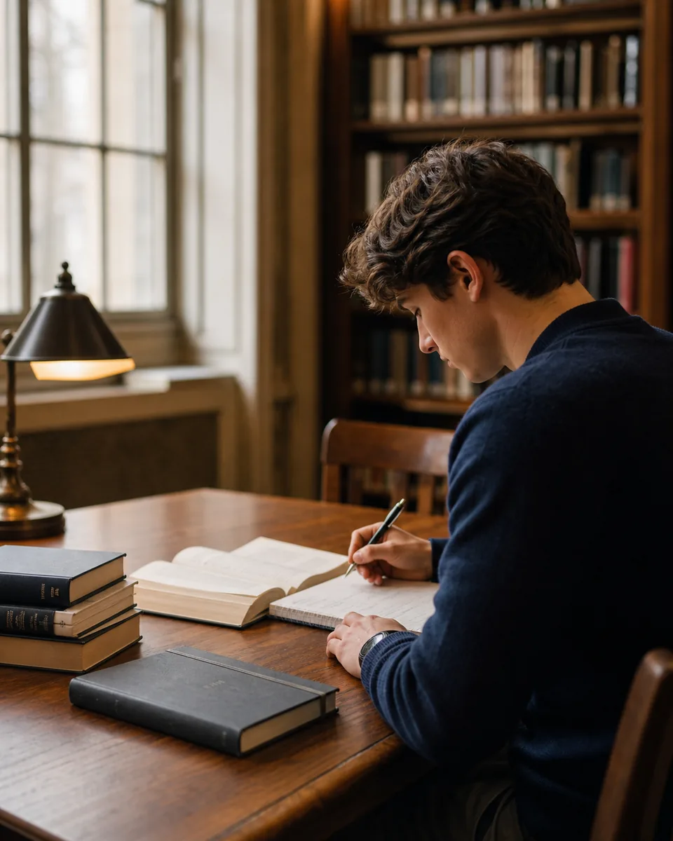 Student viewing structured study resources and revision notes